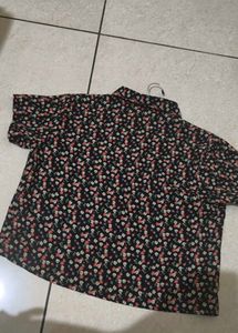 Chic Floral Print Short Sleeve Shirt