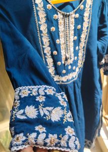 Embroidered Teal Kurti