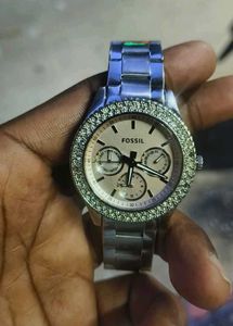 Fossil Watch with Rhinestone Bezel