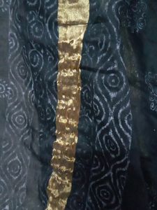 Black Dupatta With Gold Borders