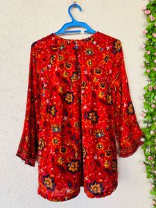 Boho Red Floral Print Kurta