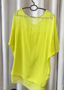 Vibrant Lime Sheer Layered Tunic Top