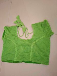 Bright Green Net Blouse