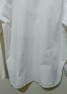 Cibuka Unisex White Kurti Tunic Gold Embroidery