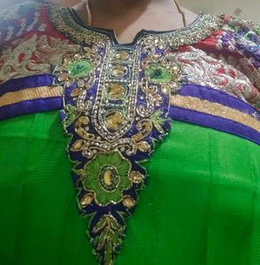 Green Embroidered Anarkali
