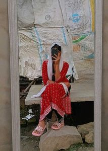 Red Printed Anarkali Kurta set and one dupatta any
