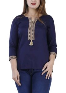 Blue Embroidered Top