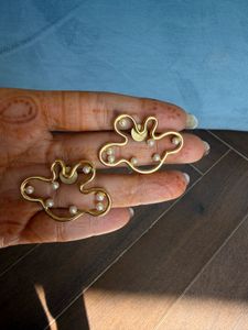 Chic Gold &amp; Pearl Cloud Earrings