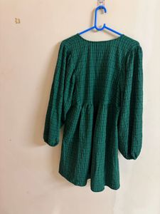 Chic Green Plaid Mini Dress
