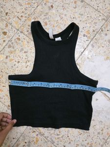 Black Ribbed Racerback Tank Top