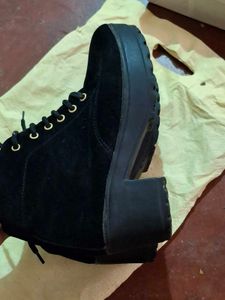 Black Lace-Up Ankle Boots