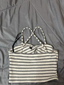 Striped Twist Front Crop Top