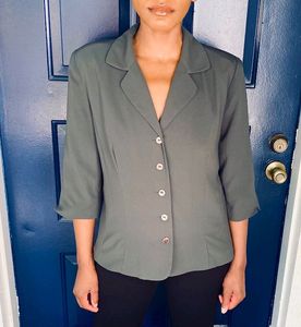 Olive Silver Chiffon Blazer