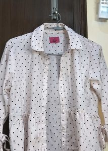 Polka Dot Ruffled Long Sleeve Top