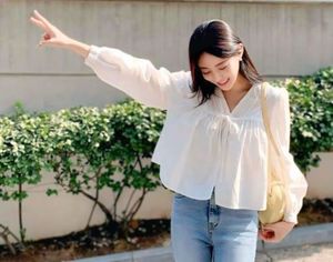 White Puff Sleeve Tie Top