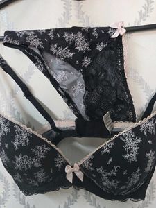 Black Floral Bra &amp; Panty Set