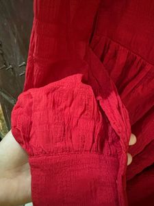 Vibrant Red Textured Mini Dress