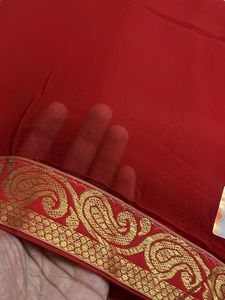 Red Saree with Golden Border