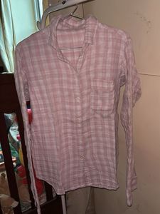 Chic Pink Plaid Long Sleeve Shirt