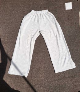 White Pleated Palazzo Pants