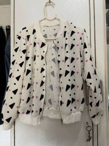 Geometric Print Bomber Jacket