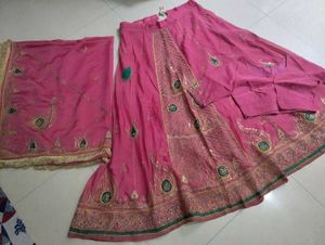Elegant Pink Silk Lehenga Set