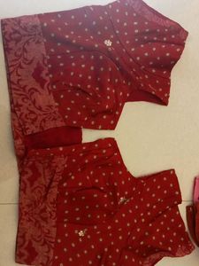 Red Ethnic Blouse with Bandhani Print