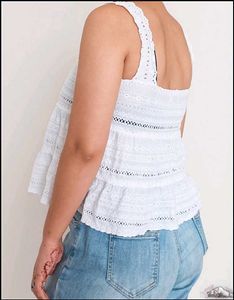 White Eyelet Lace Tank Top