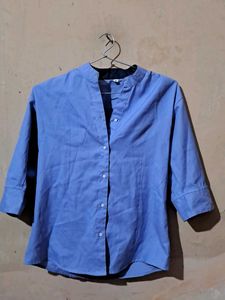 Blue Collared 3/4th Sleeve Top