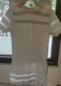 Chic Sheer Stripe Short Sleeve Top Size M