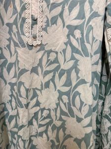Teal Floral Kurta Set no pant
