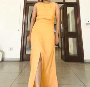 Slit Backless Gown With Lining Miss Chase
