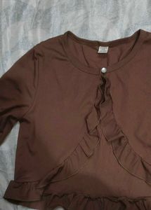 Brown Ruffle Cardigan