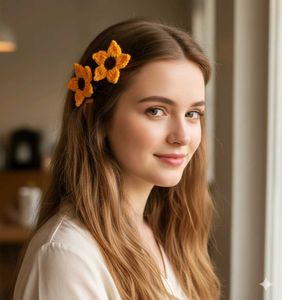 Sunflower Crochet Hair Clips