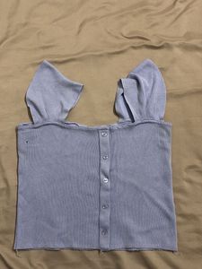 Cute lavender Button-Up Ruffle Top