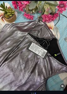Metallic Silver Sheath Dress