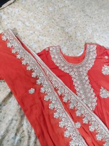 Elegant Rust Color Embroidered work Kurta Set