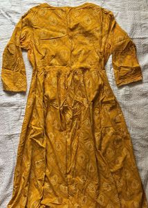 Yellow Printed Anarkali Kurta