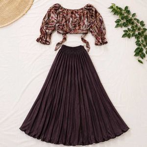 Bohemian Print Crop Top & Maxi Skirt Set
