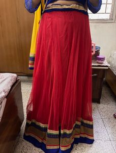 Red Lehenga with Blue Blouse