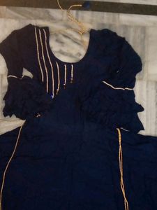 Blue Frock With salwar