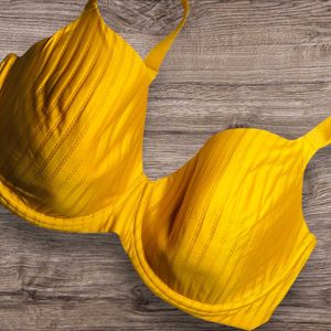 Vibrant Yellow Textured Bra