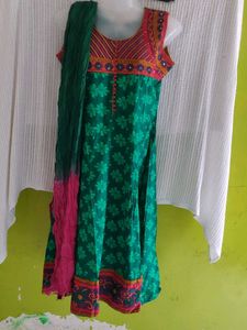 Green Floral Kurta Set