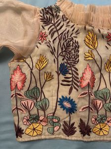 Embroidered Floral Puff Sleeve Blouse