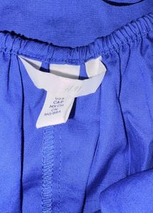 Blue Ruched Puff Sleeve Top