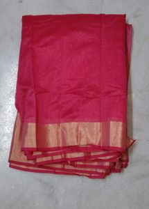 Elegant Pink Saree with Golden Border