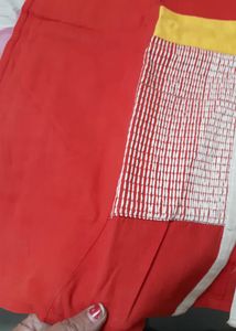 Red Kurta with White Accents