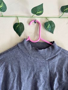 Gray Knit Turtleneck Sweater