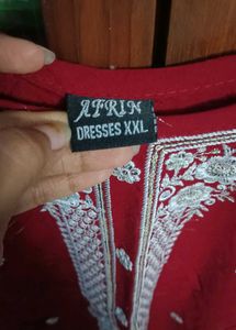 Maroon Embroidered Kurta Set xxl size