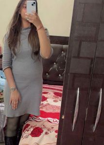 Gray Knit Mini Dress